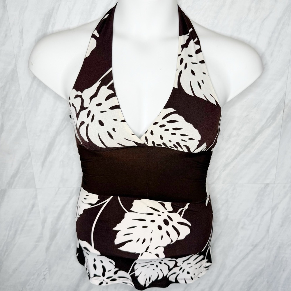 Wet Seal Vintage Brown and White Halter One Piece